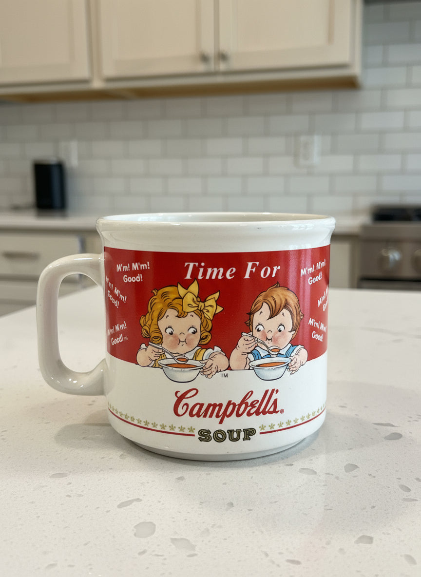 1993/1997 Vintage Campbell's Kids Soup Mugs With Display Tree - 4 Mugs 3.5" Tall