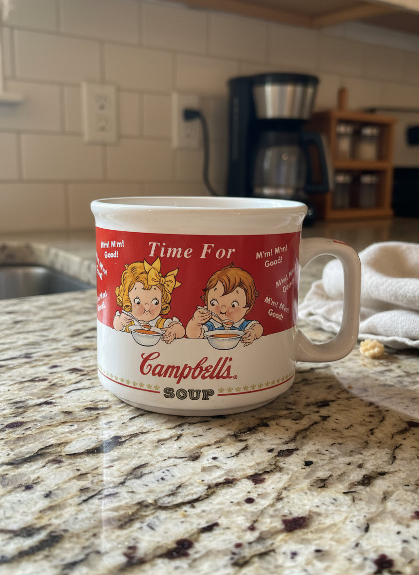 1993/1997 Vintage Campbell's Kids Soup Mugs With Display Tree - 4 Mugs 3.5" Tall
