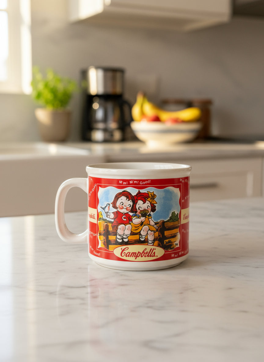 1993/1997 Vintage Campbell's Kids Soup Mugs With Display Tree - 4 Mugs 3.5" Tall
