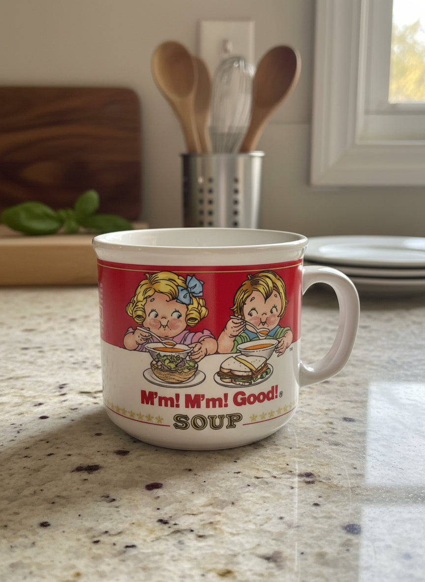 1993/1997 Vintage Campbell's Kids Soup Mugs With Display Tree - 4 Mugs 3.5" Tall