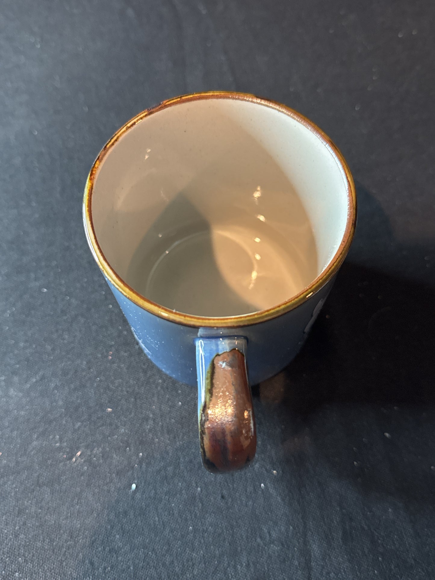Vintage Otagiri Japan Stoneware Dolphin Coffee Mug Cup Blue White Brown Trim 12oz 4" Tall