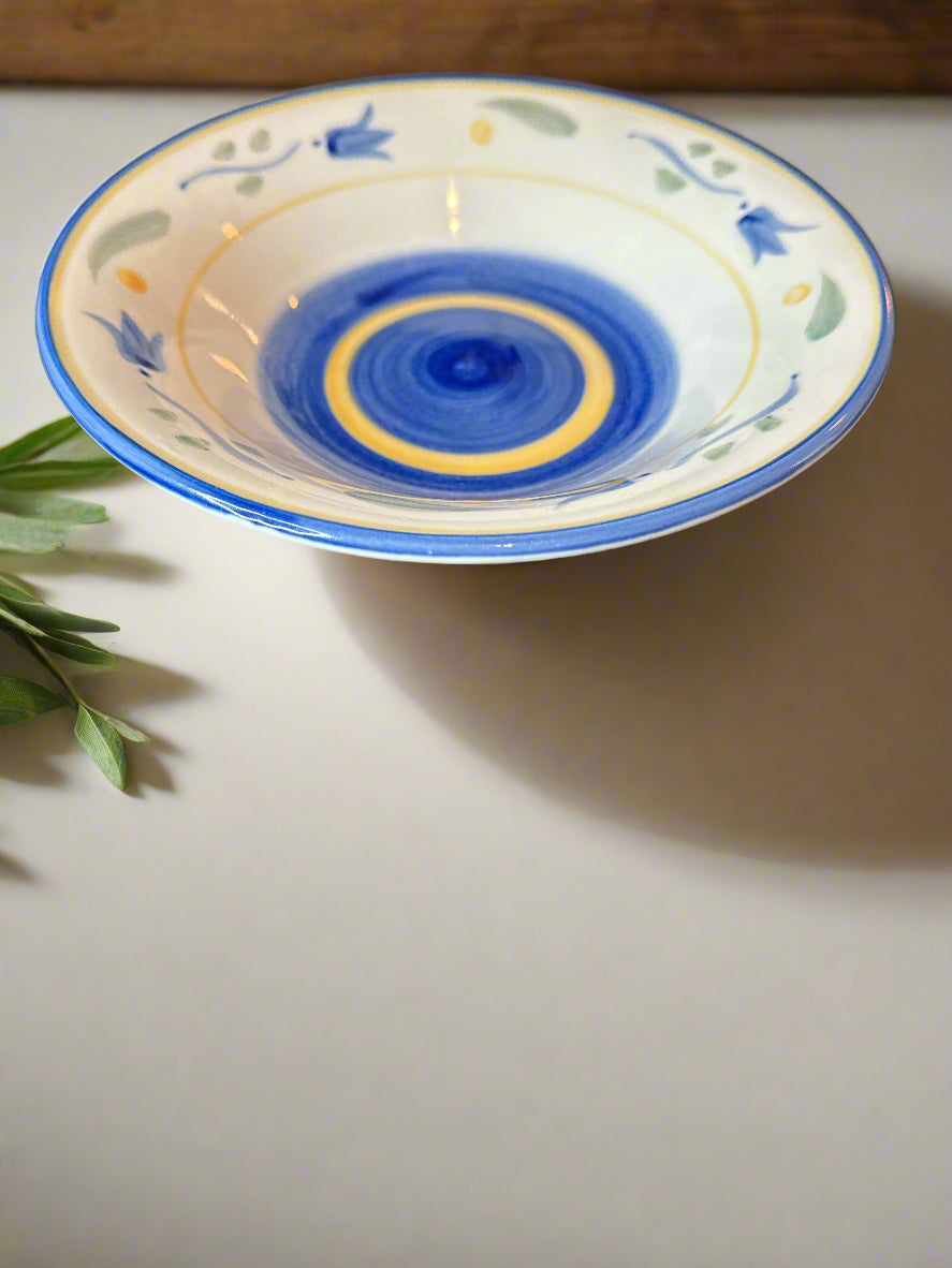 Majesticware Venetto by Sakura 7.5" Cereal Bowl Blue Yellow Green Flowers Swirl Design 1995