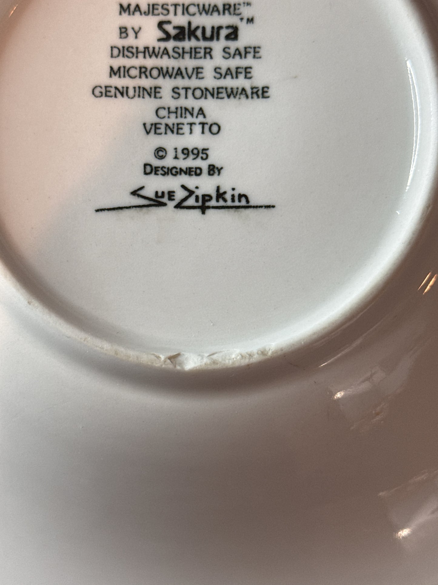 Majesticware Venetto by Sakura 7.5" Cereal Bowl Blue Yellow Green Flowers Swirl Design 1995