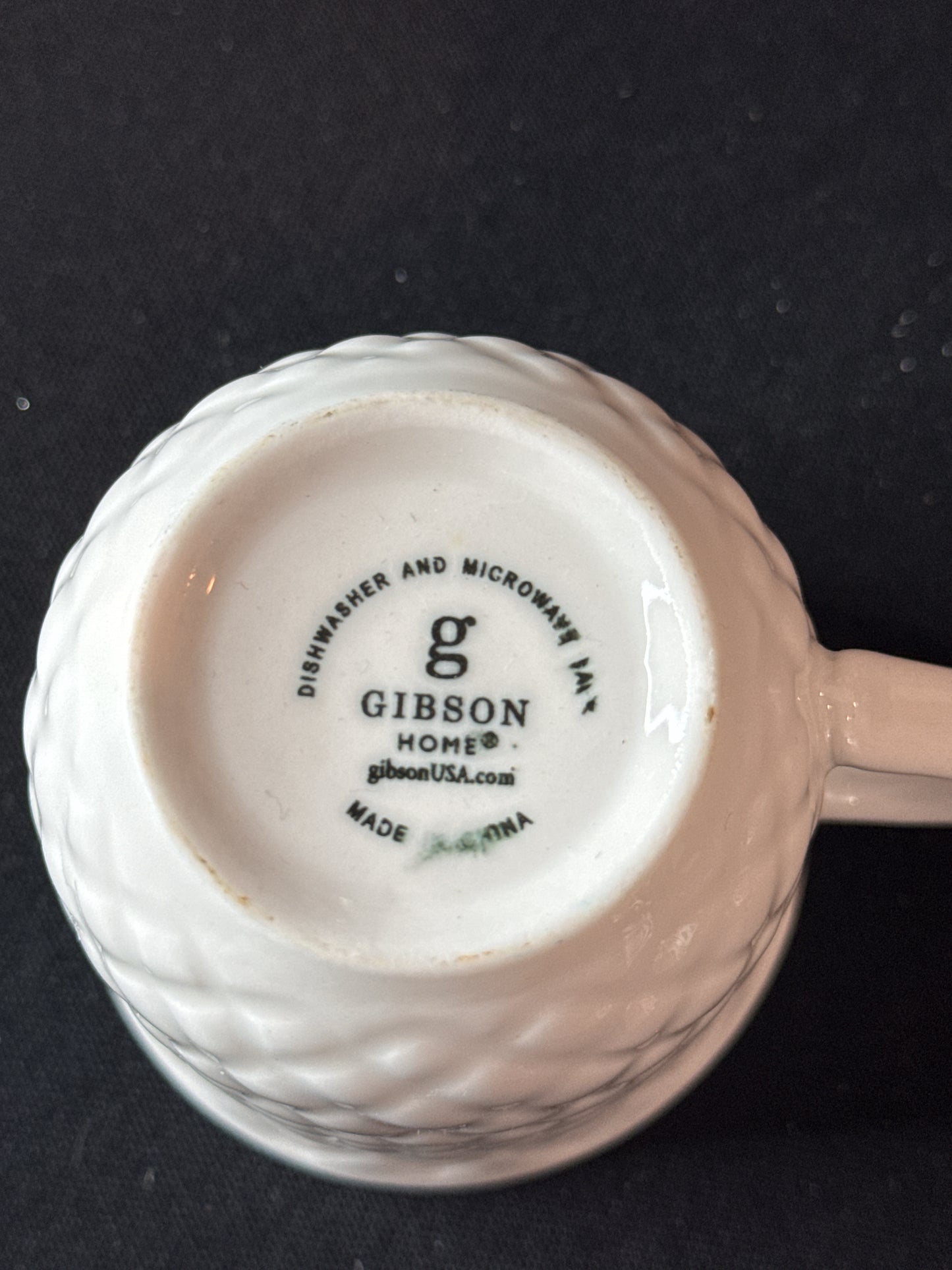 Gibson Home White Quilted Diamond Embossed Coffee Cup Mug 3" x 3"
