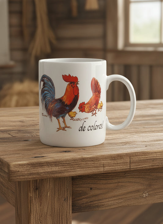 Vintage DeColores Rooster Country Coffee Cup Mug 1991 Bonnie Lou Prouty 3 7/8" Tall