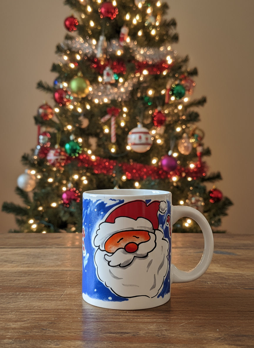 Vintage Santa Christmas Coffee Mug Cup 3 5/8" Tall