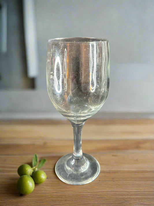 Clear Bowl Plain Stem Wine Water Glass Goblet 7 1/8" Tall
