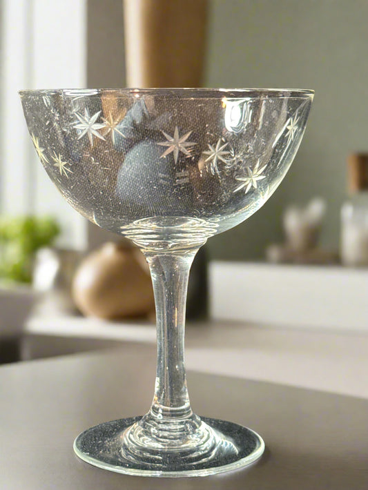 Champagne Tall Sherbet Glass by C G Quartzex 4.25" Tall x 3 3/8" Wide at Rim