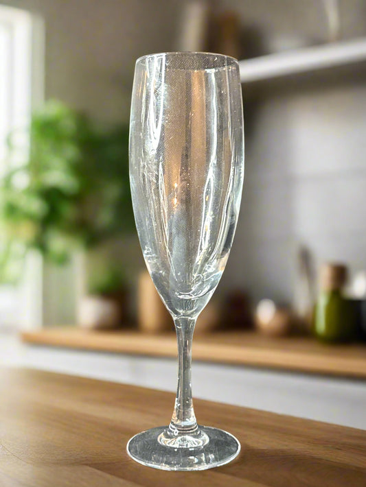 Champagne Fluted Clear Glass 7.5" Tall x 2" Wide at Rim