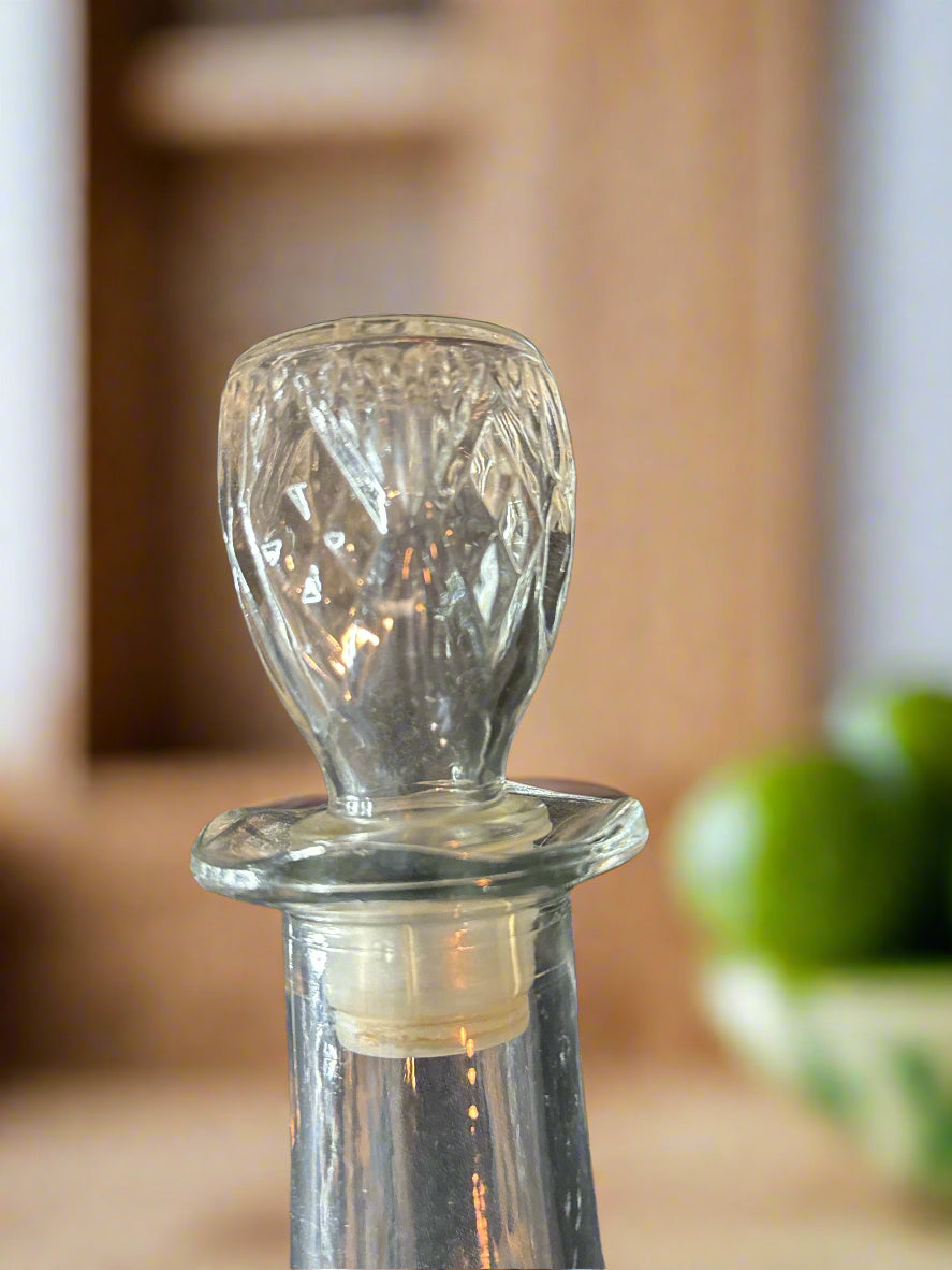 Vintage Pressed Glass Decanter w/ Diamonds & Fine Rib Possibly Anchor Hocking 14" Tall
