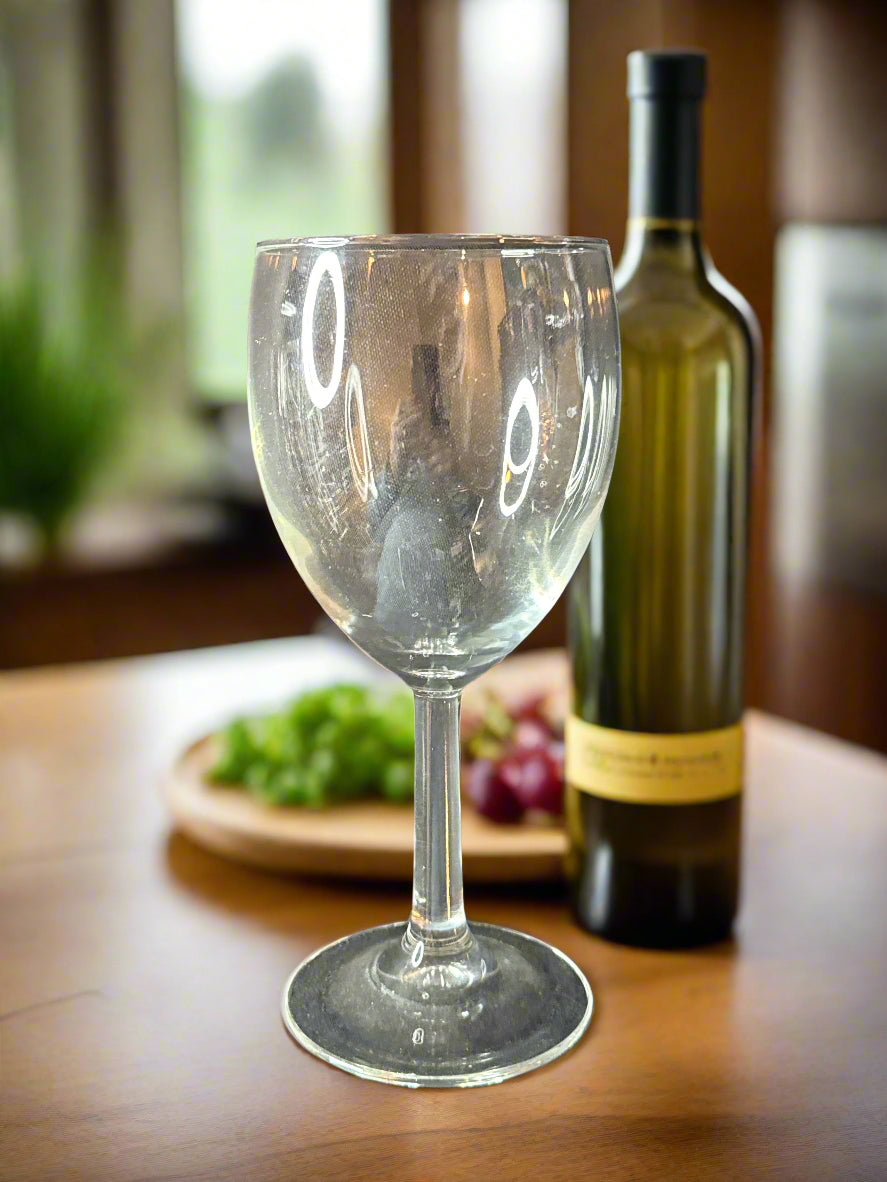 Wine Glass Unmarked 7 1/8" Tall Clear Glass