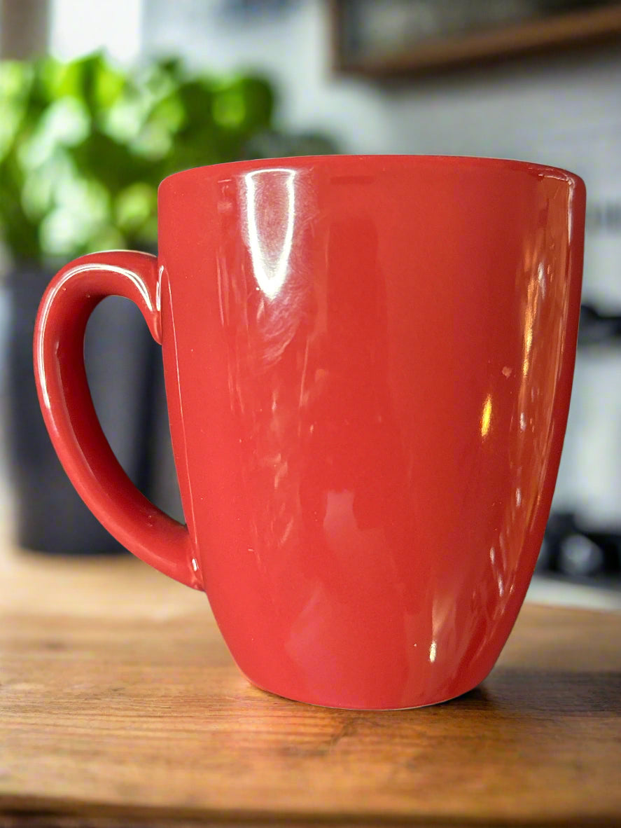 Corelle Stoneware 10oz Red Coffee Mugs Cups 4" Tall x 3 3/8" Wide at Rim