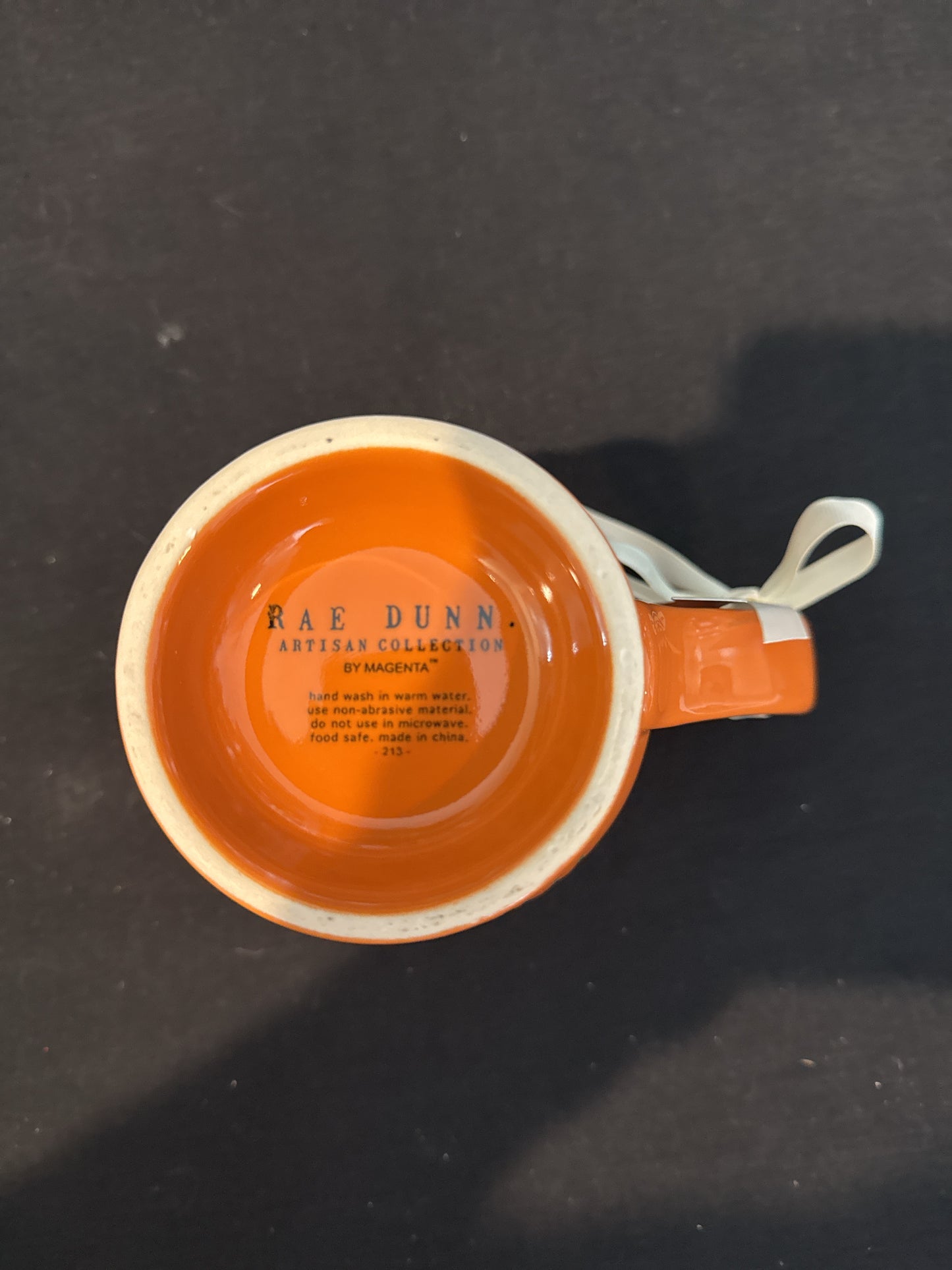 Rae Dunn Bat To The Bone Orange Black Footed Coffee Cup Mug New 5 1/8" Tall