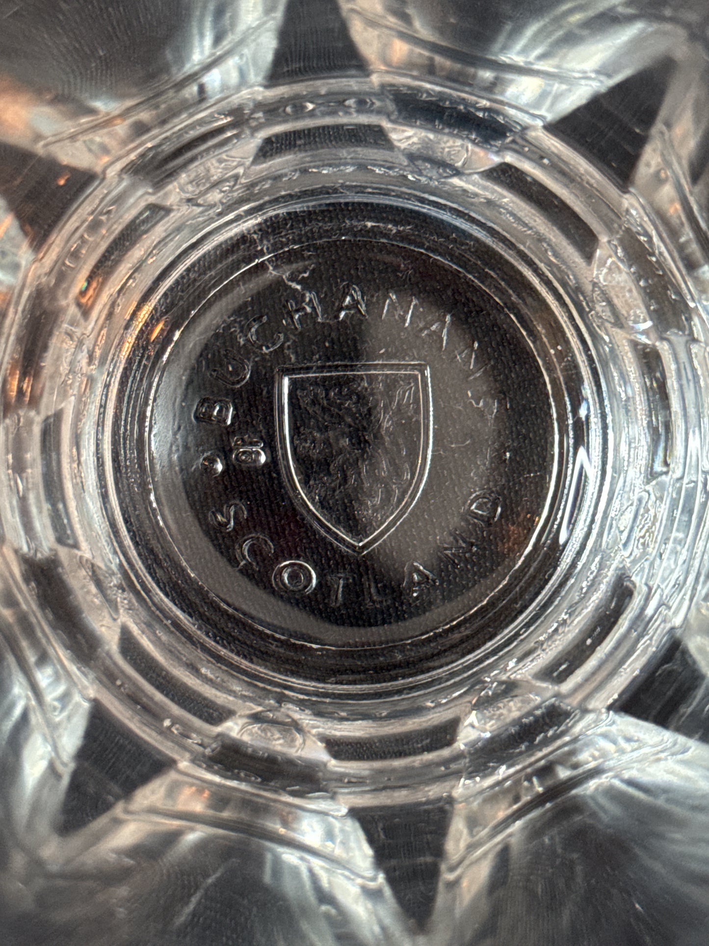 Buchanan's Scotland Lowball Clear Heavy Whiskey Glass Old Fashioned Glass 3.75" Tall