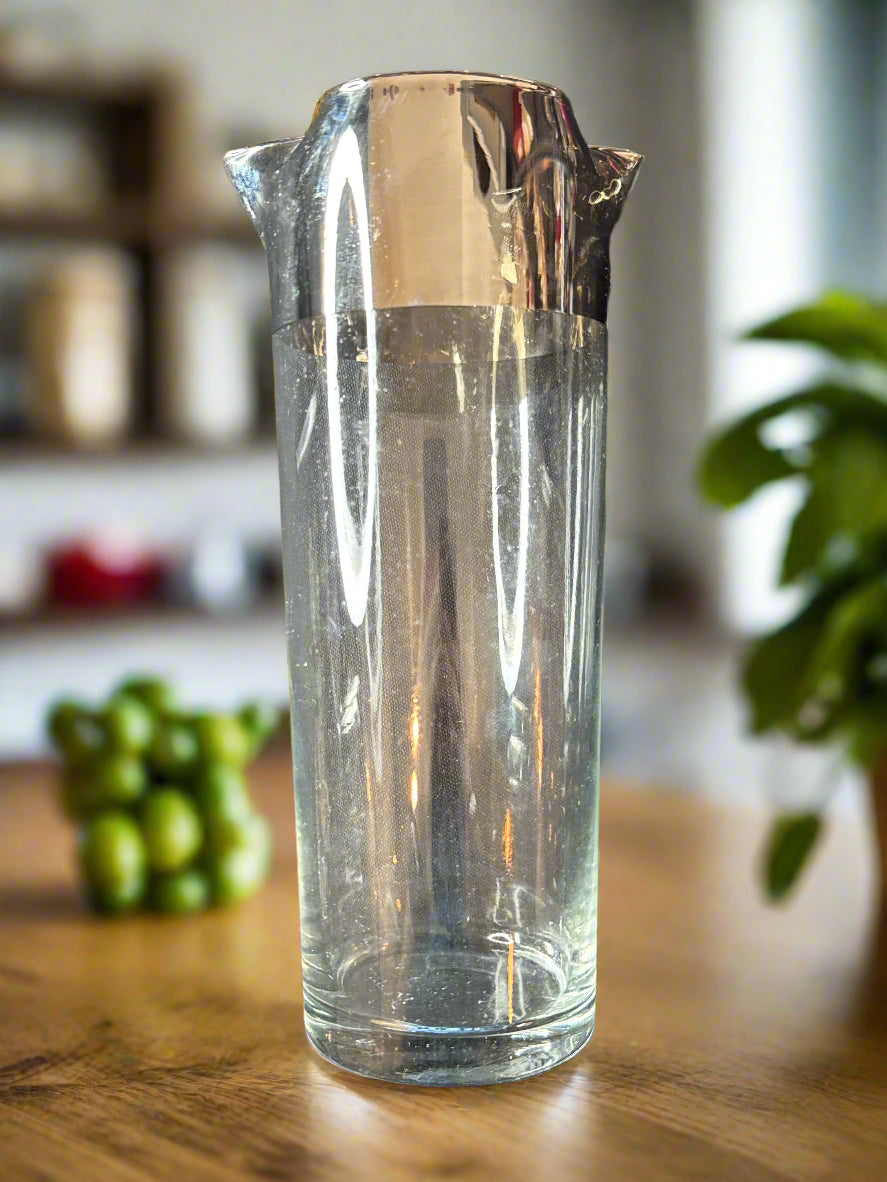 Vintage Silver Platinum Band Cocktail Pitcher 8.5" Tall