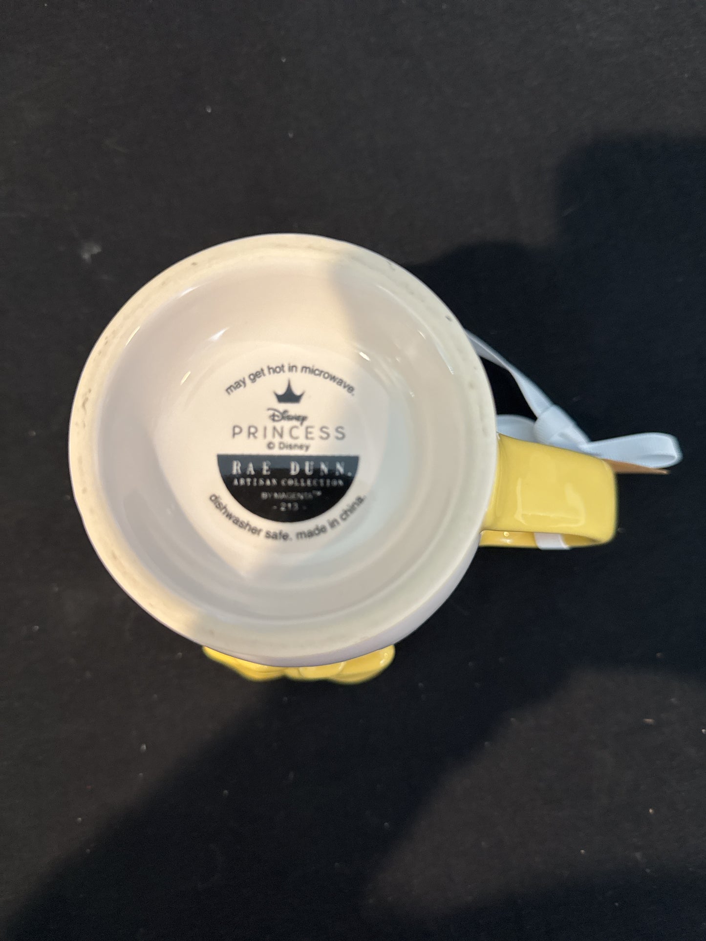 Rae Dunn Beauty & The Beast Princess Large Coffee Cup Mug Yellow Bow 5.25" Tall New