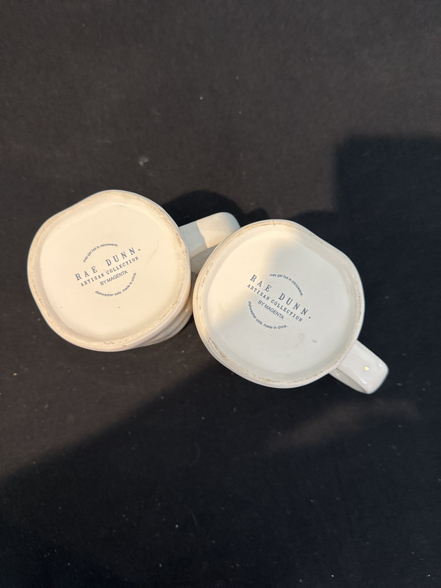 Rae Dunn His & Hers Tall Coffee Mugs Cups Artisan Collection by Magenta 4.75" Tall New