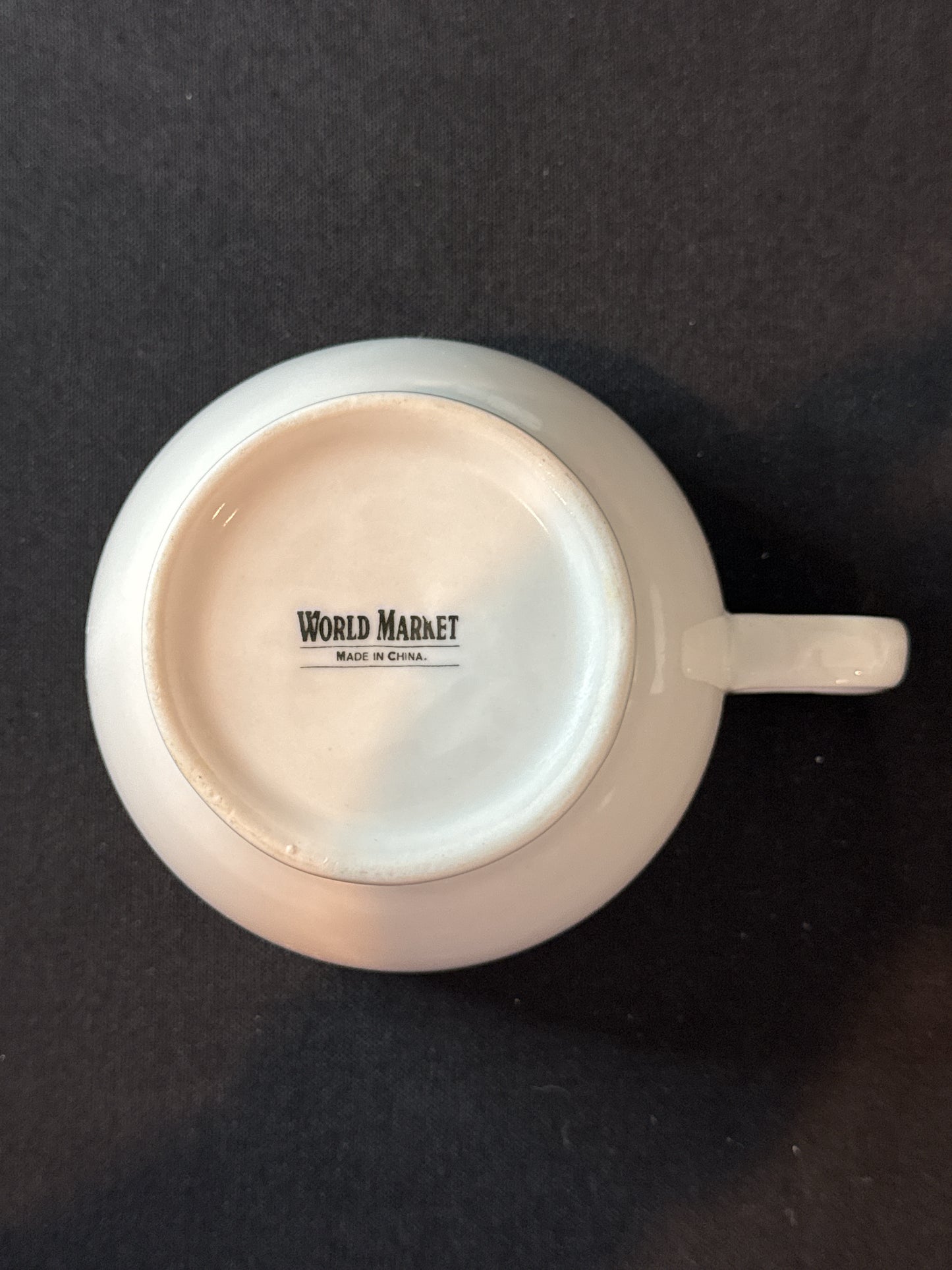 World Market White Ceramic Large Coffee Cup Mug 3 3/8" Tall x 4 5/8" Wide Footed