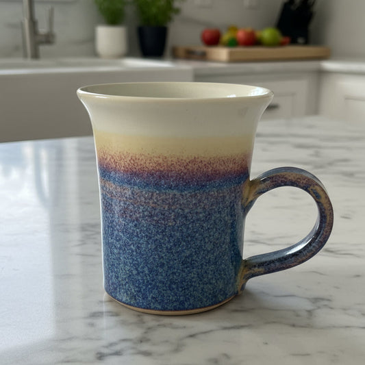 Blue Cobalt Purple Glazed Art Pottery Coffee Mug Cup Signed 4" Tall