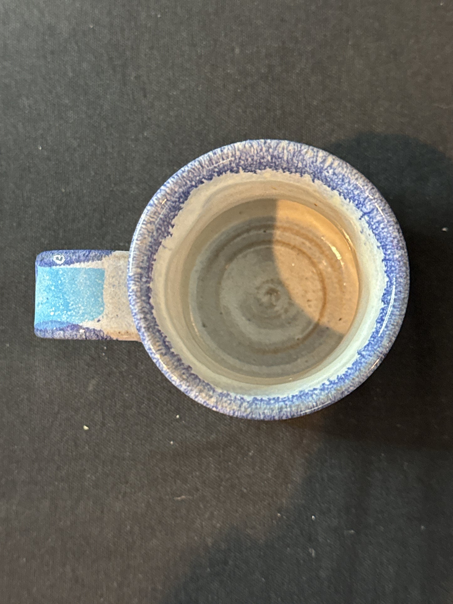 Blue Cobalt Brown Glazed Art Pottery Coffee Mug Cup Signed 3.5" Tall