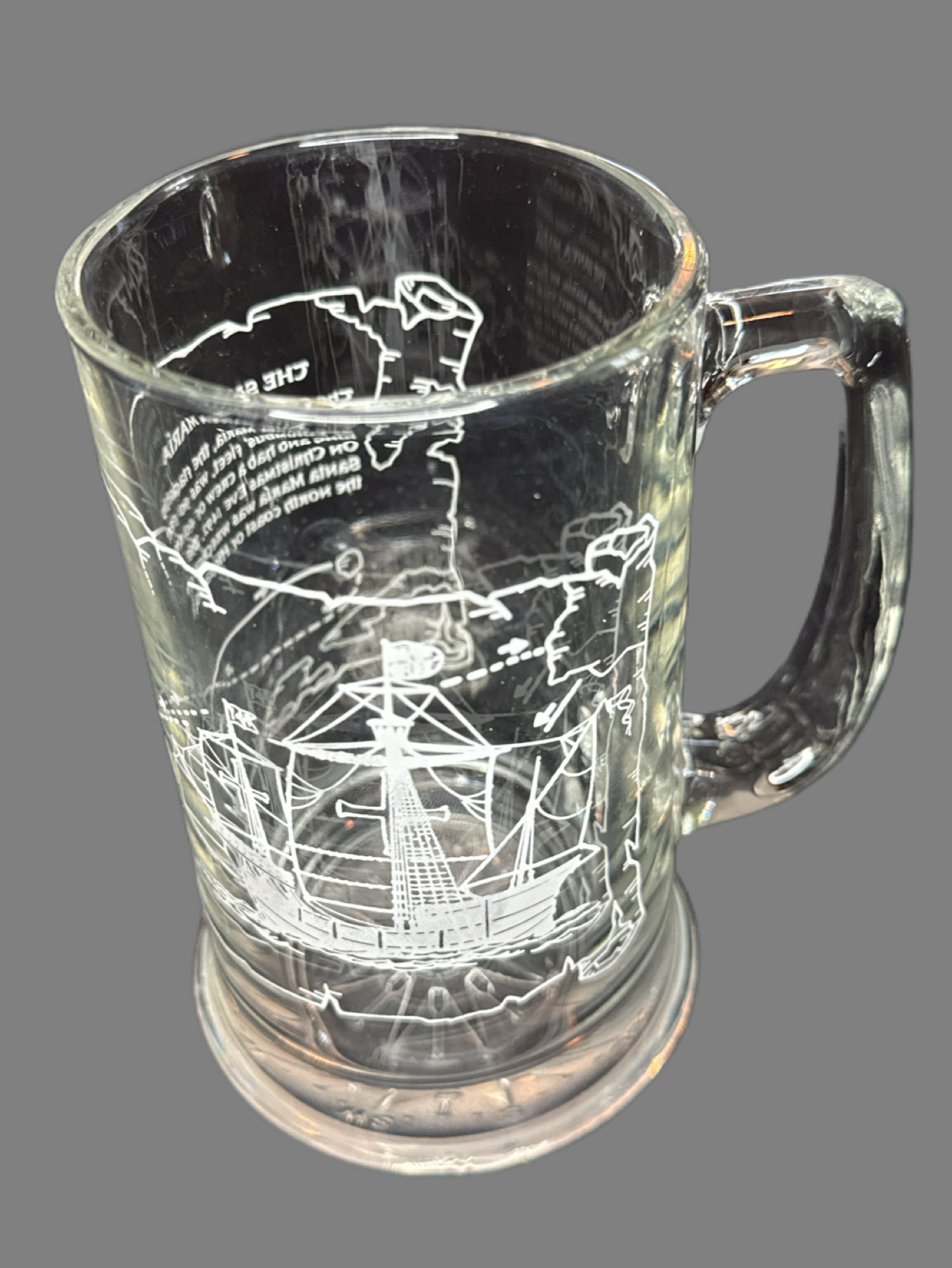 Columbus Voyage Ship Beer Santa Maria Glass Mug 500th Anniversary Vintage