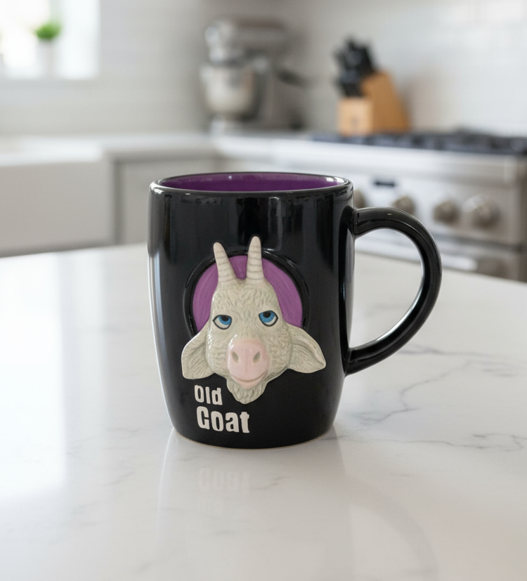 Russ Berrie and Company 3D "Old Goat" Old Age Funny Ceramic Coffee Mug 11oz.