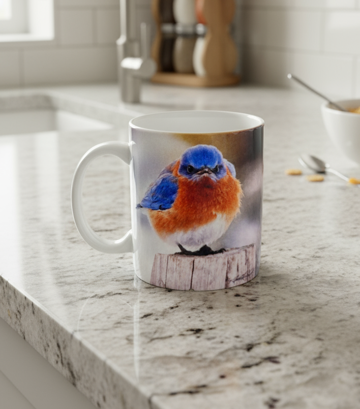 Michael L Smith The Mad Bluebird Coffee Mug Cup Plump Bird 1979 Photo