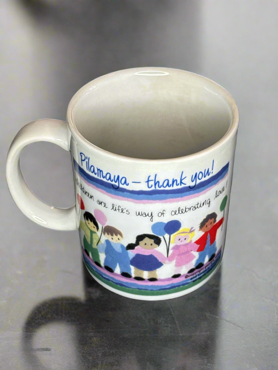 Vintage Ceramic Pilamaya Thank you Coffee Mug St. Joseph's Indian School SD