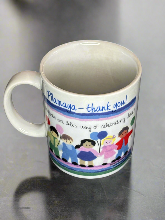 Vintage Ceramic Pilamaya Thank you Coffee Mug St. Joseph's Indian School SD