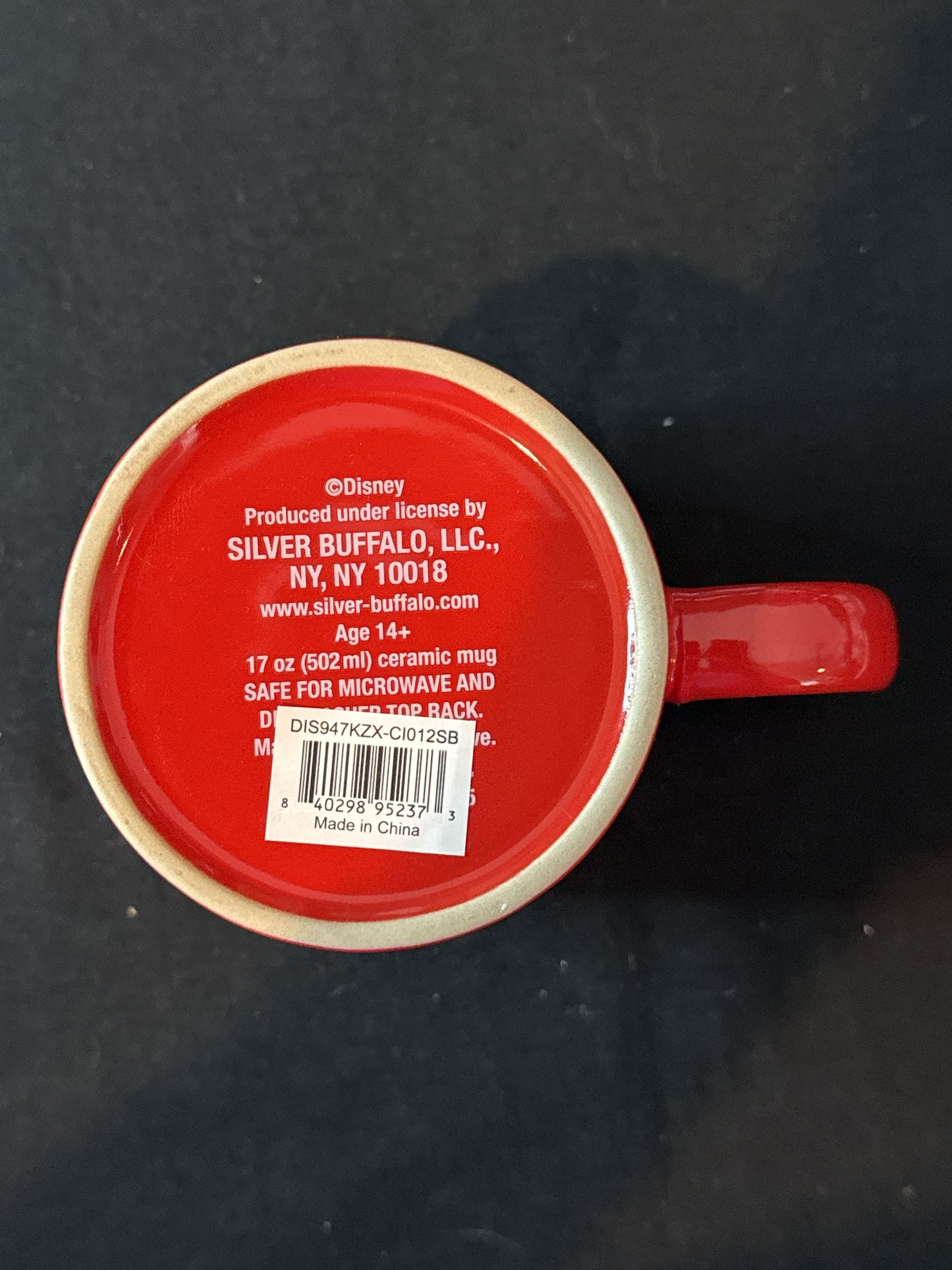 Silver Buffalo Disney Mickey Mouse Large Red/Black Coffee Mug Cup 4 5/8" Tall New