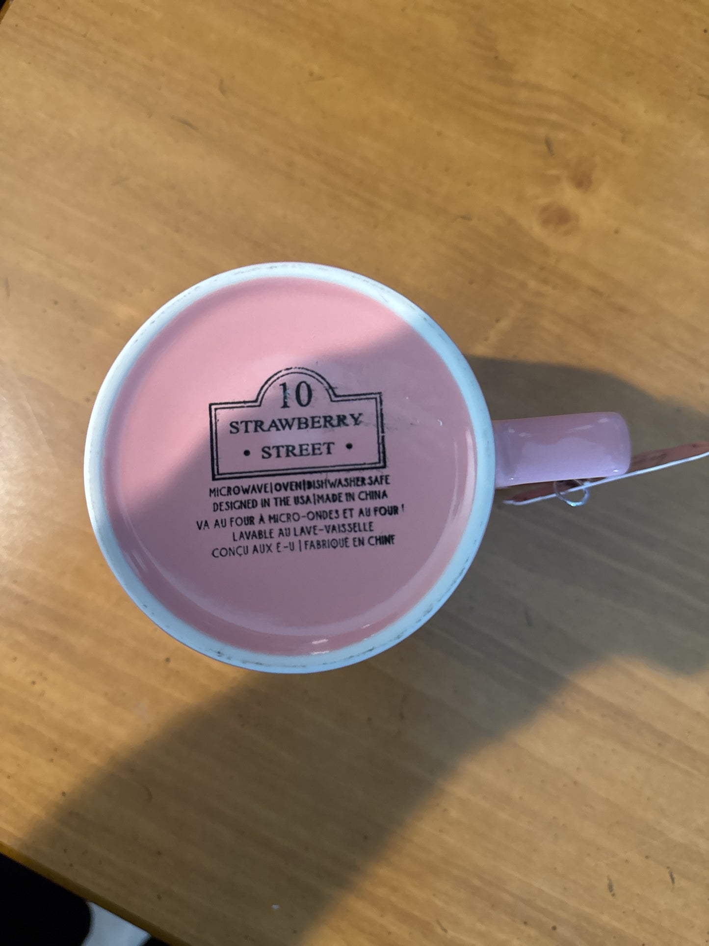 10 Strawberry Street Pink Large Skull Crossbones Coffee Cup Mug 4.5" Tall New with Tags