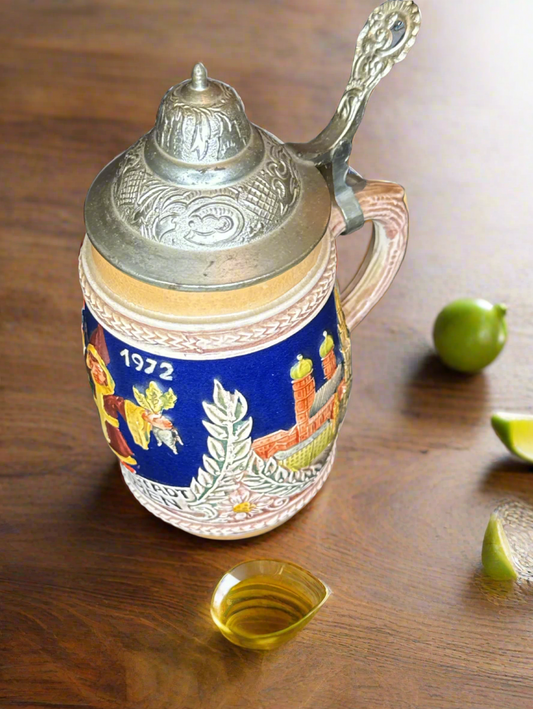 Vintage 1972 Munich Olympics Beer Stein "Olympiastadt München" With Lid