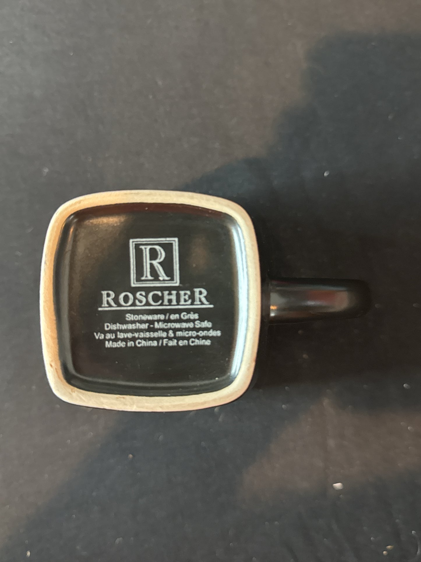 Large Tall Happiness Black Coffee Mug Cup 5.25" Tall From Roscher