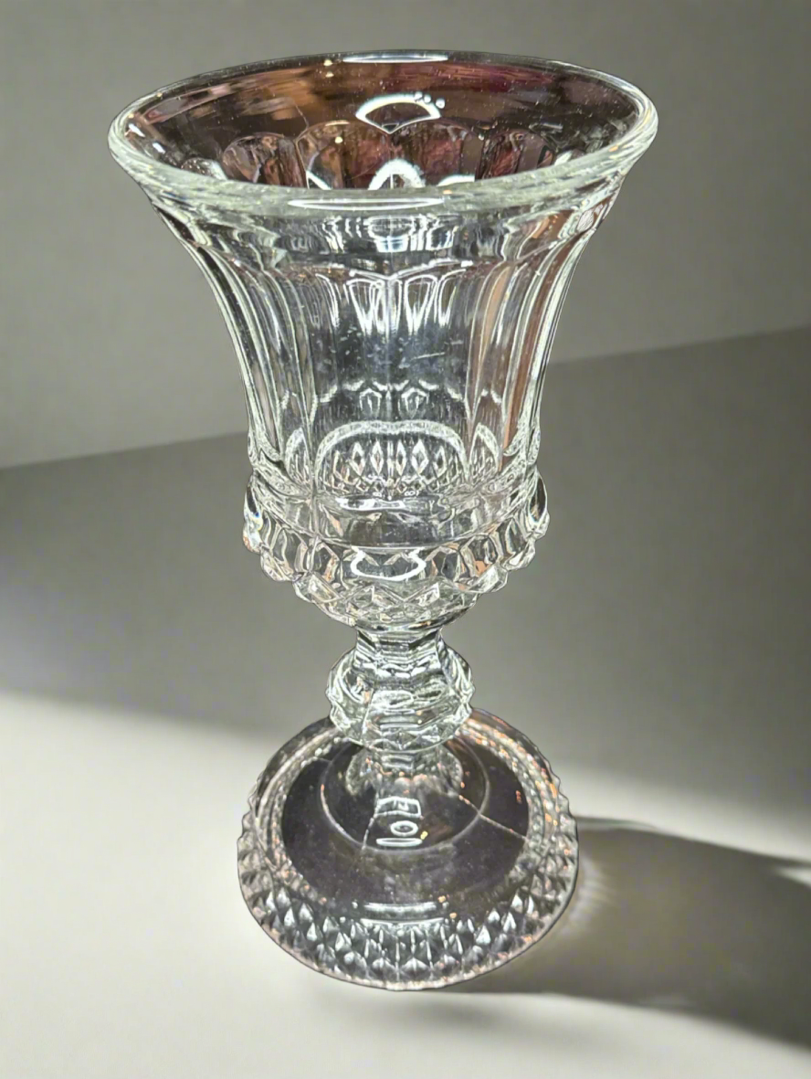 Vintage Clear Glass Diamond Point Pedestal Compote/Vase 9.5"