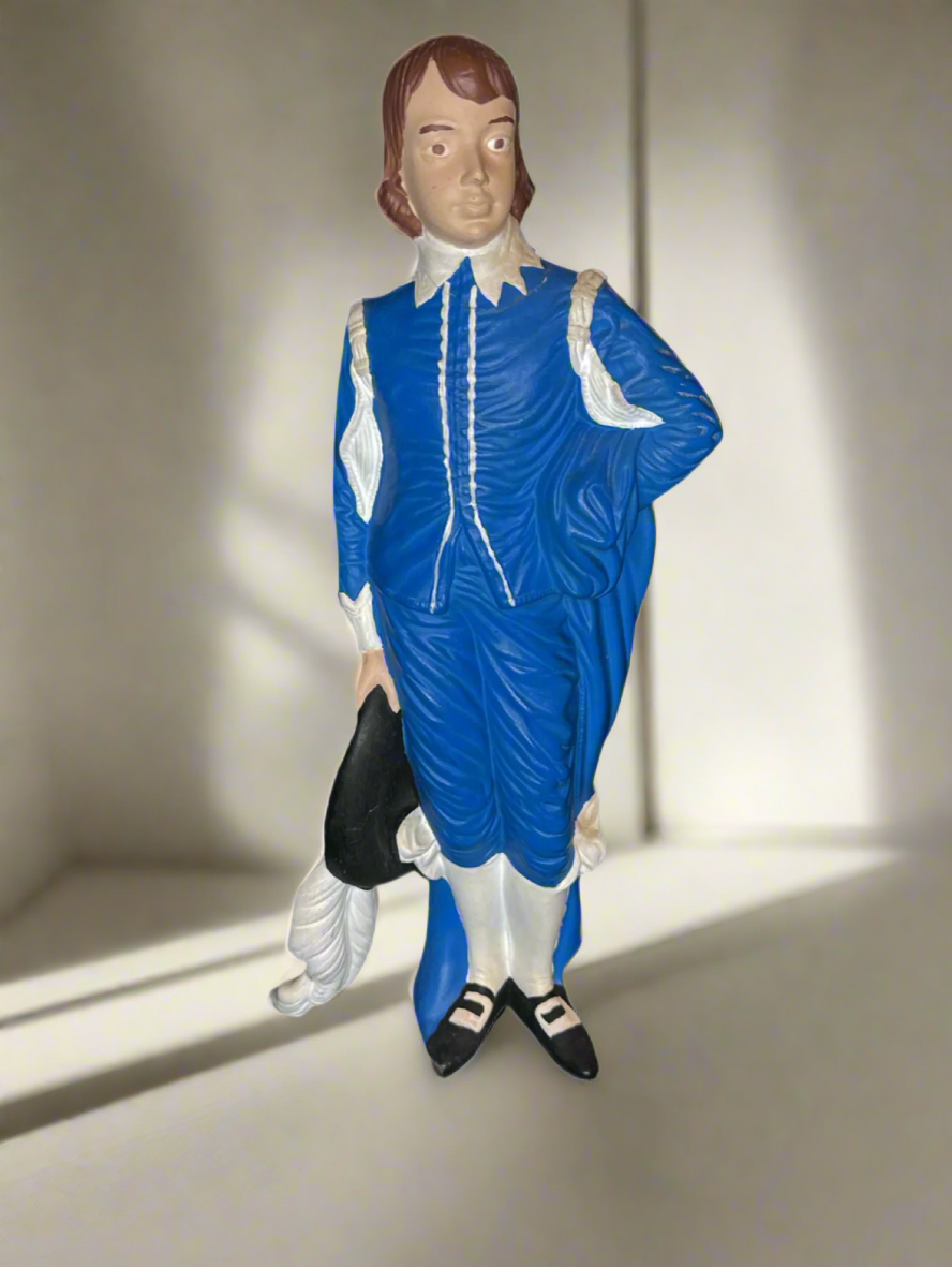Blue Boy Statue Vintage Marked 12" Hand Painted Ceramic Statue