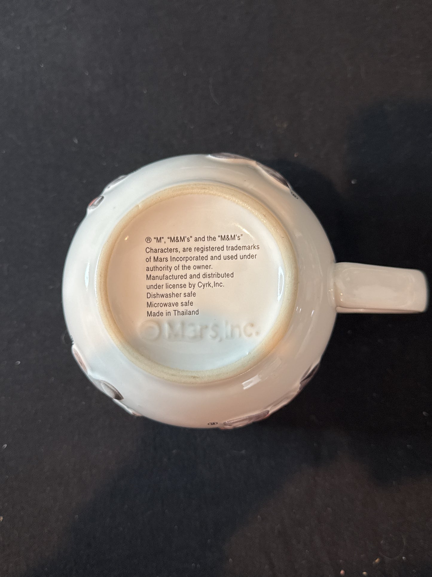 Large Mars M&Ms 3D Embossed Blue Red Green Yellow Coffee Mug Cup 3.5" Tall x 5" Wide