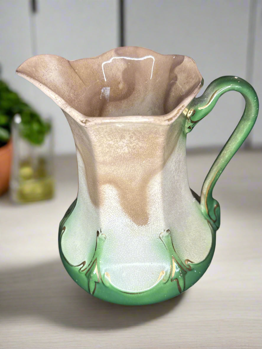 Vintage Green and Brown Pitcher