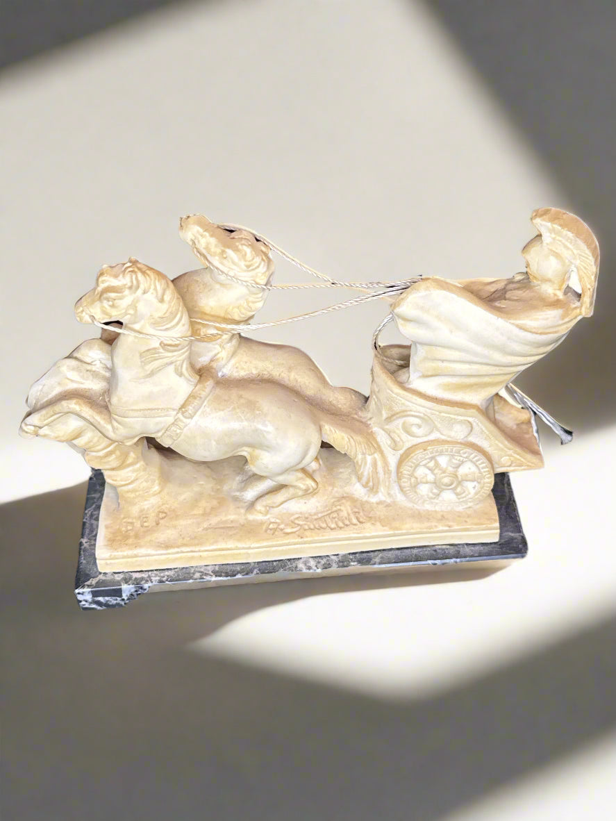Roman Chariot A. Santini Gladiator Sculpture Statue Italian Vintage Mid Century