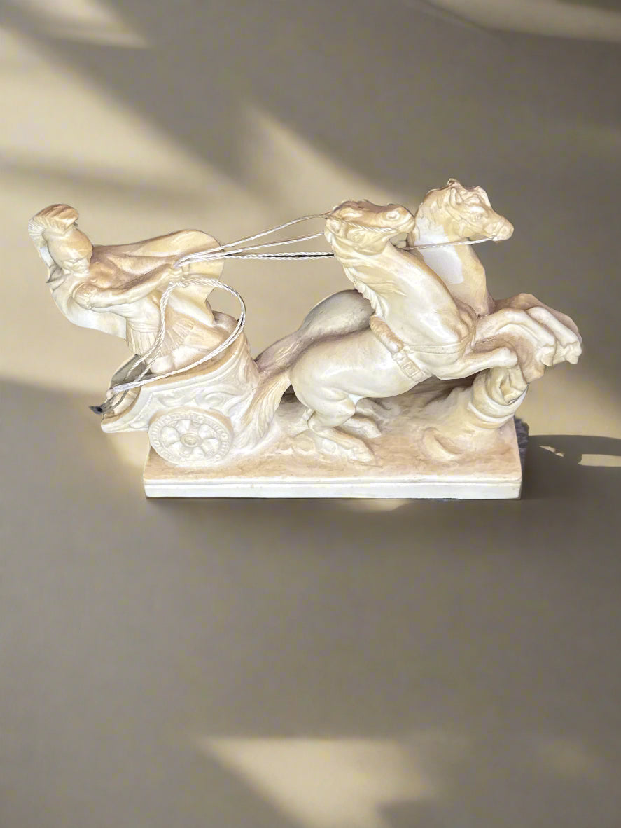 Roman Chariot A. Santini Gladiator Sculpture Statue Italian Vintage Mid Century