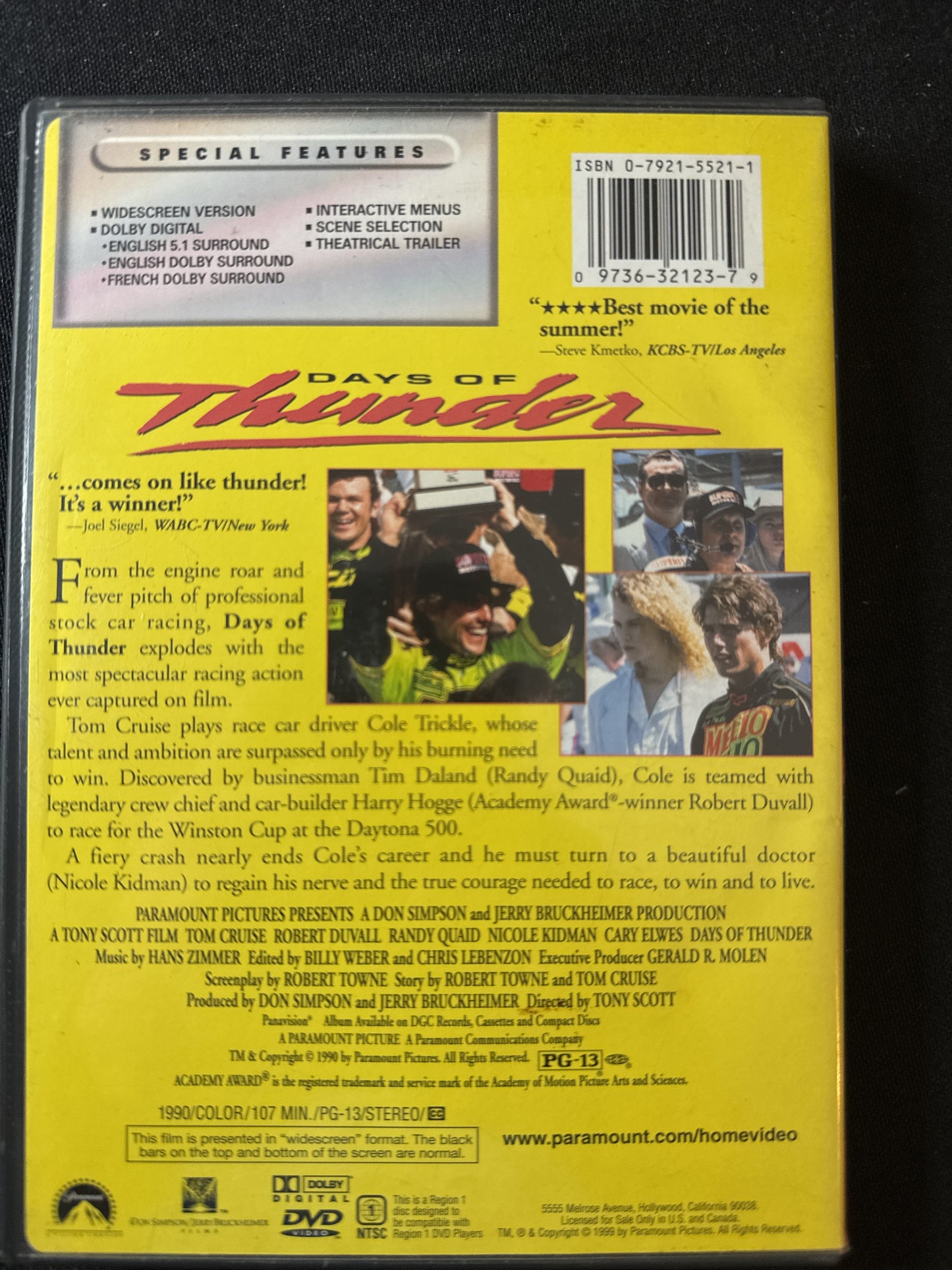 Days of Thunder Tom Cruise DVD