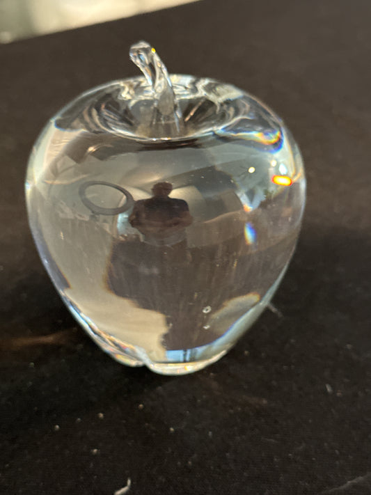 Steuben Crystal Apple Paper Weight. Signed on bottom