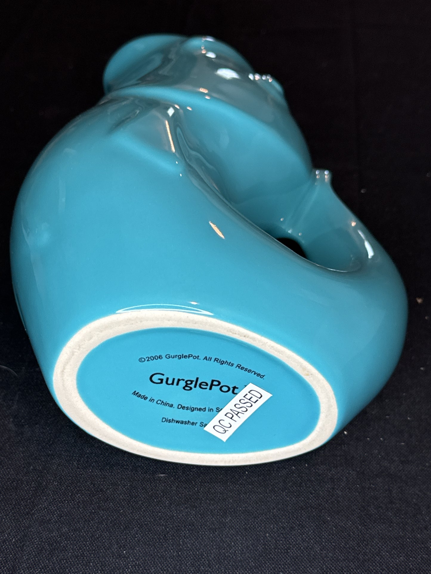 Gurgle Pot Koi Fish 9.5" Pitcher Peacock Blue Color