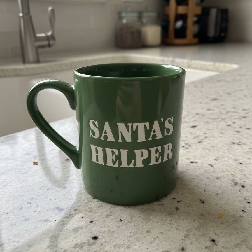 Threshold Santa's Helper Christmas Stoneware Mug 16oz 4 1/8" Tall Green