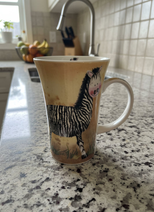 Gleneagles Fine China Zebra Tall Coffee Mug Cup 5" Tall