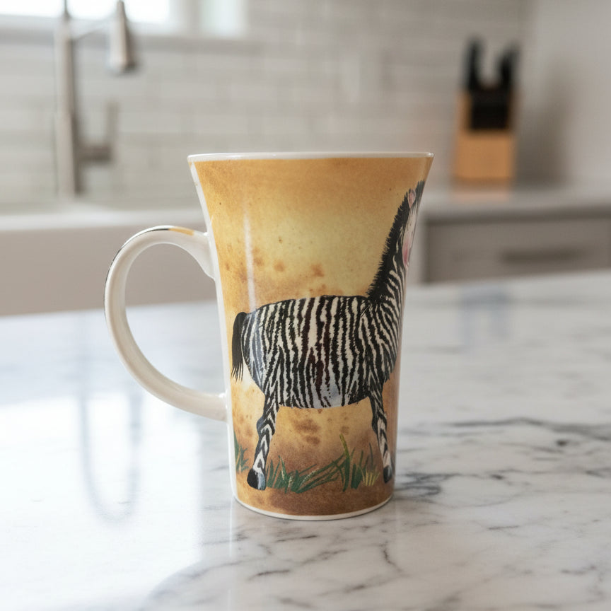 Gleneagles Fine China Zebra Tall Coffee Mug Cup 5" Tall