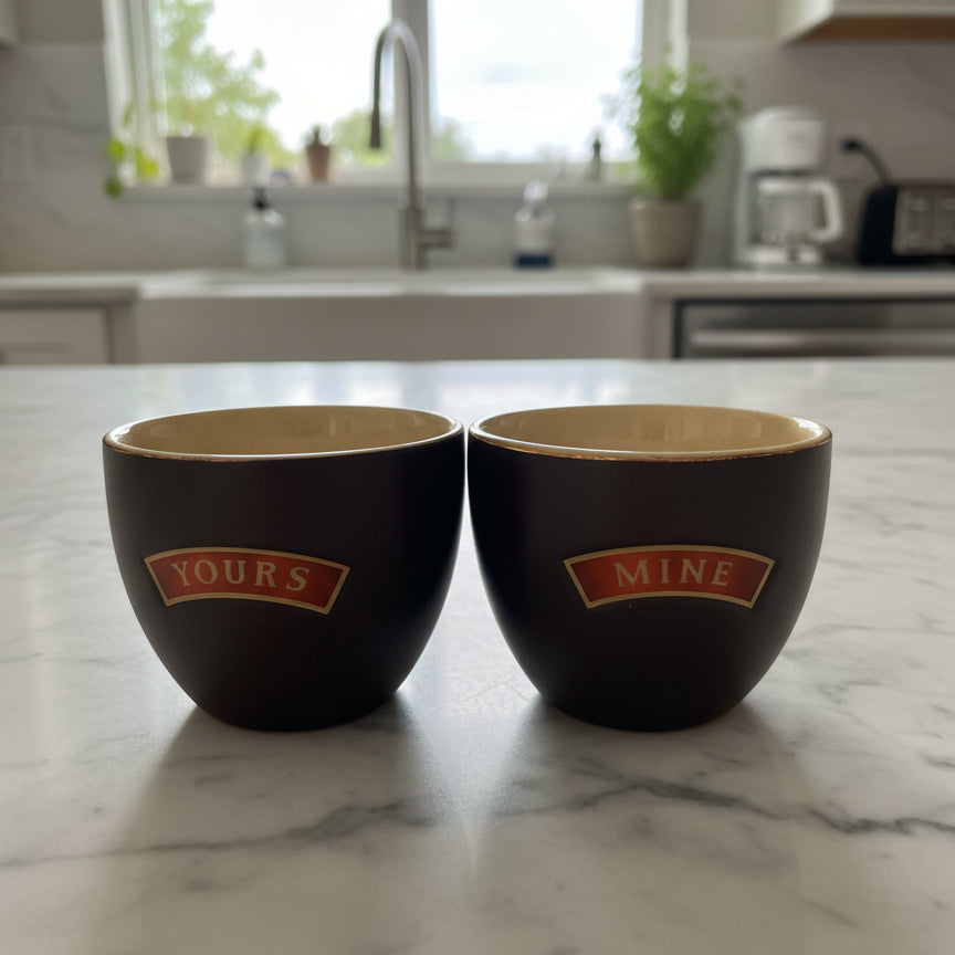 Bailey's Irish Cream Yours Mine Set 2 Dessert Cups 2 7/8" Tall