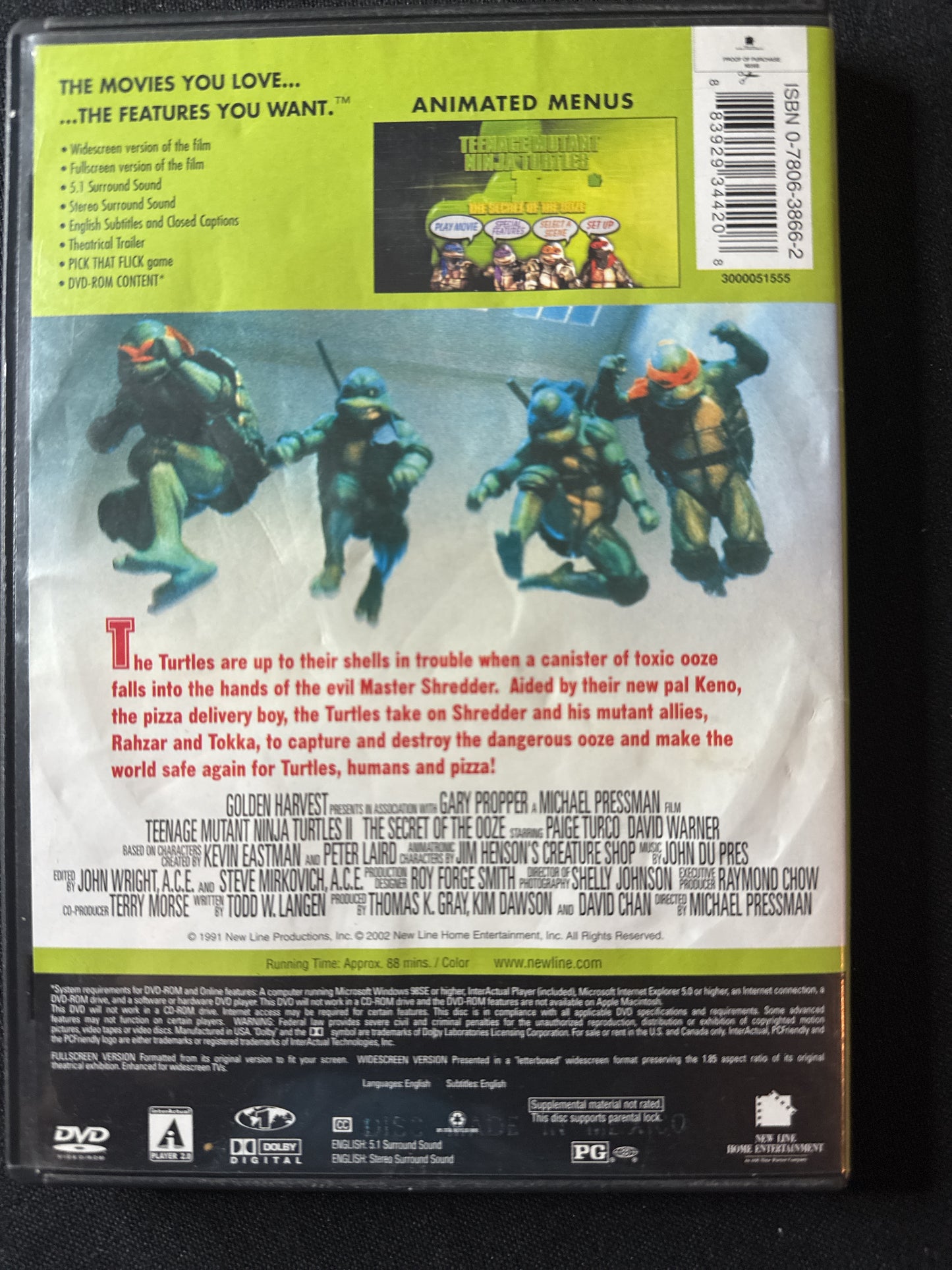 Teenage Mutant Ninja Turtles II DVD