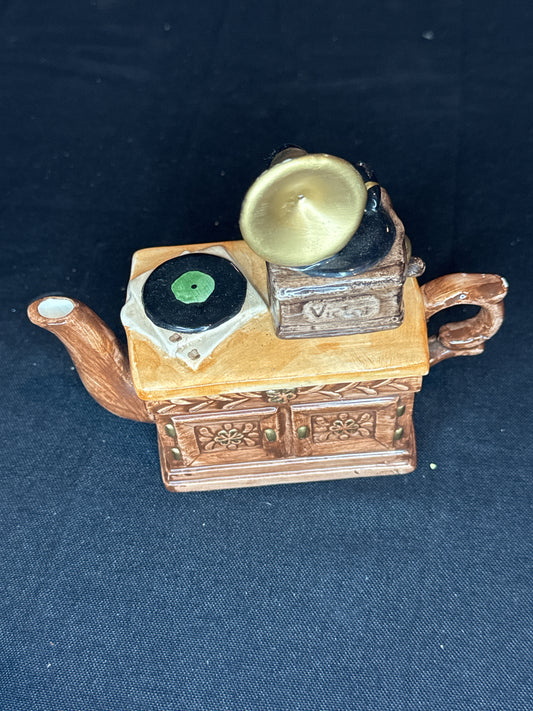 Vintage Record Player Themed Teapot Collectible