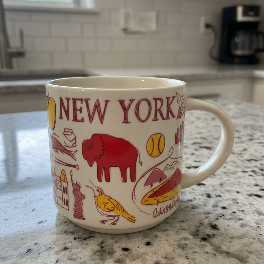 Starbucks Been There Series New York Knickerbocker State Red Interior 14oz 3.5" Tall