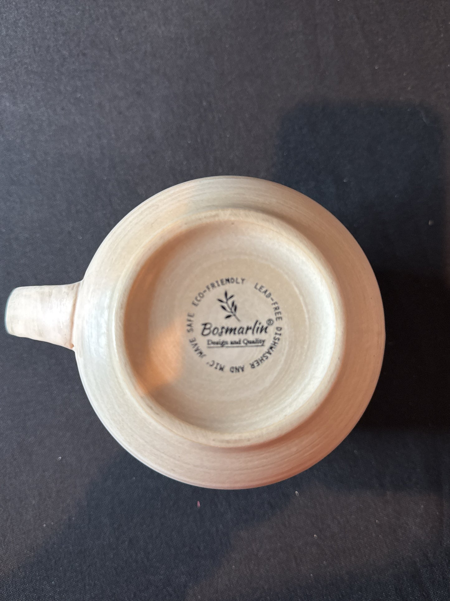 Bosmarlin Blue & Tan Extra large 26oz Ceramic Coffee Cup Mug Reactive Glaze 4 5/8" Tall